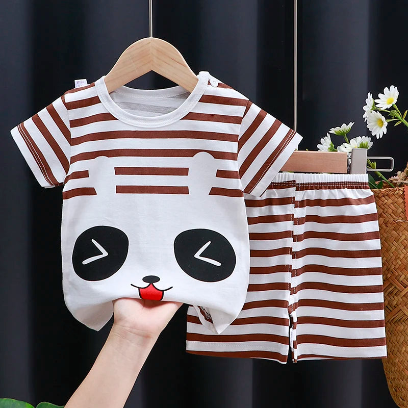 Conjunto Bebe Camiseta + Short Verao Algodao Cartoon (1-3 Anos)
