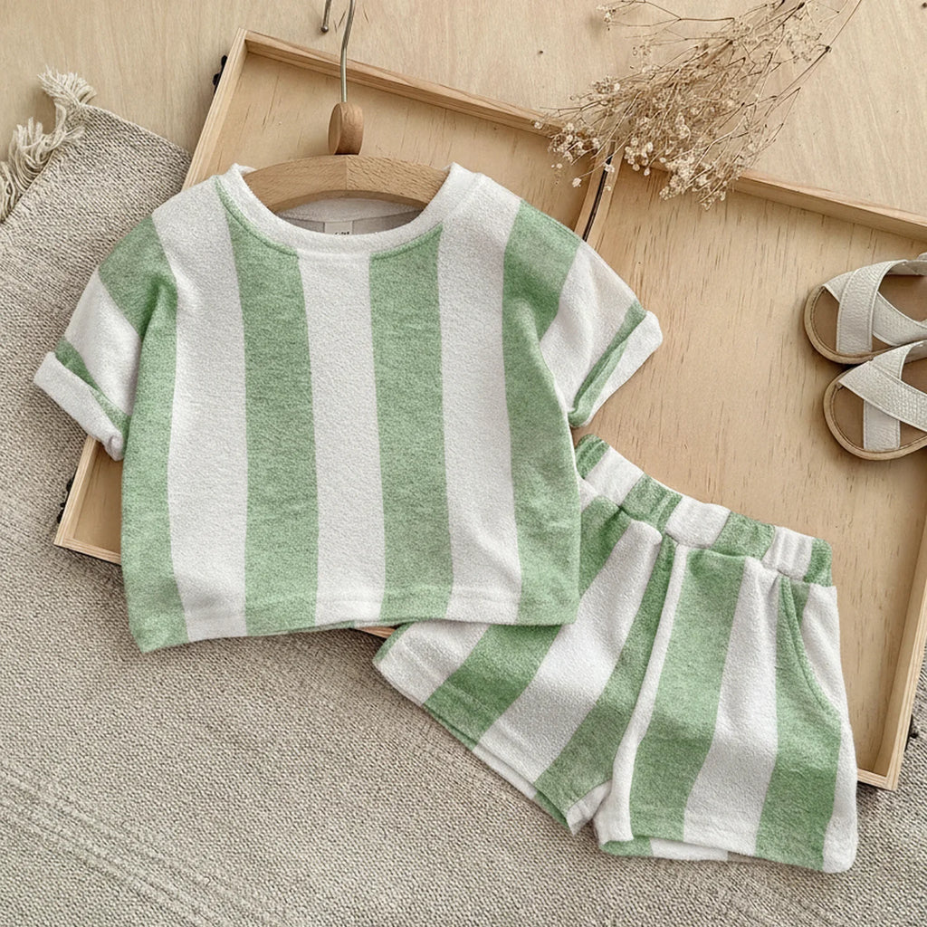 Conjunto Bebe Listrado Manga Longa - Roupa Recem-Nascido (0-12 Meses)