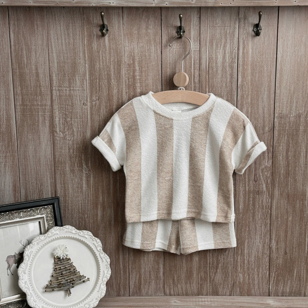 Conjunto Bebe Listrado Manga Longa - Roupa Recem-Nascido (0-12 Meses)