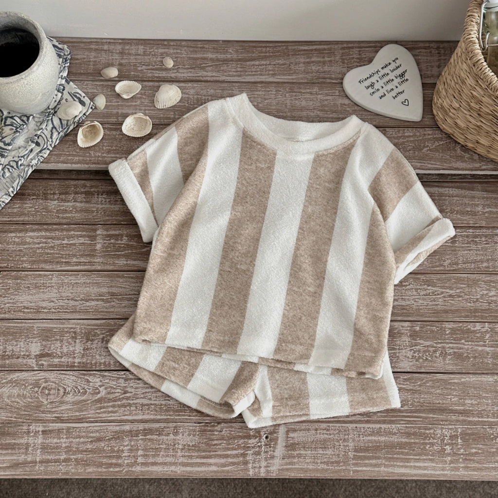 Conjunto Bebe Listrado Manga Longa - Roupa Recem-Nascido (0-12 Meses)